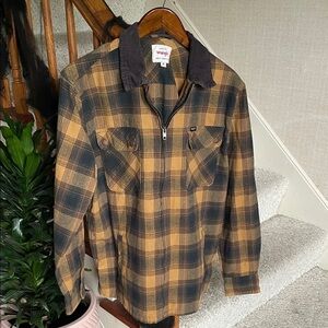 Wrangler Men's Brown and Black Plaid Shirt Jacket